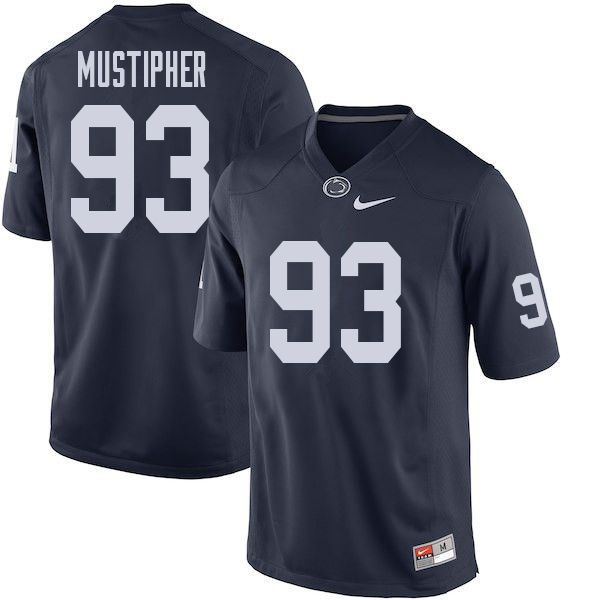 Men #93 PJ Mustipher Penn State Nittany Lions College Football Jerseys Sale-Navy